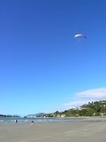 Tim flies the kite