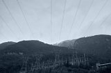 2726b - Powerlines from the Manapouri hydroelectric station (monochrome)